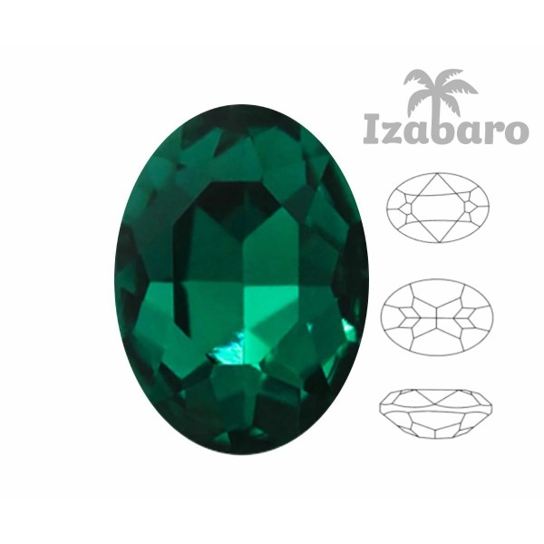 2 pièces Izabaro Cristal Vert Émeraude 205 Cristaux de Verre Fantaisie Ovale En Pierre 4120 Izabaro - Photo n°2