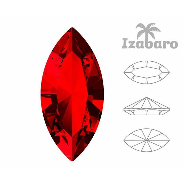 4 pièces Izabaro Cristal Lumière Siam Rouge 227 Navette Fantaisie Pierre Cristaux De Verre Pétale De - Photo n°2