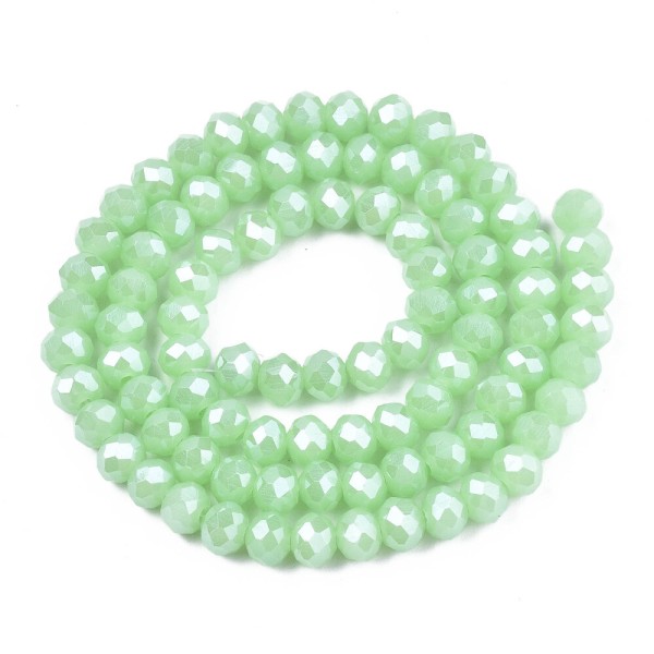 Fil de 65 perles de verre rondelle à facette 8 x 5 mm fabrication bijoux VERT - Photo n°2