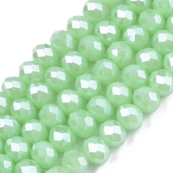 Fil de 65 perles de verre rondelle à facette 8 x 5 mm fabrication bijoux VERT - Photo n°1