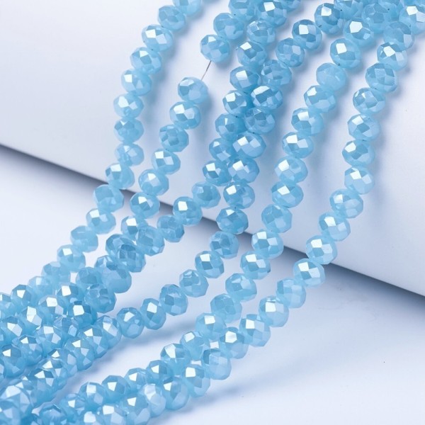 Fil de 65 perles de verre rondelle à facette 8 x 5 mm fabrication bijoux BLEU B - Photo n°1
