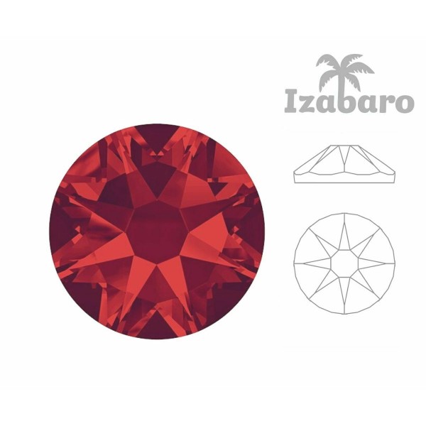 72pcs Izabaro Crystal Light Siam Rouge 227 Ss30 étoile ronde rose or plat arrière cristaux de verre - Photo n°2