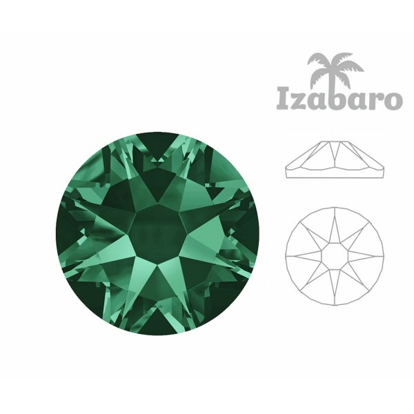 72pcs Izabaro cristal émeraude vert 205 Ss30 étoile ronde rose or plat arrière cristal de verre 2088 - Photo n°2