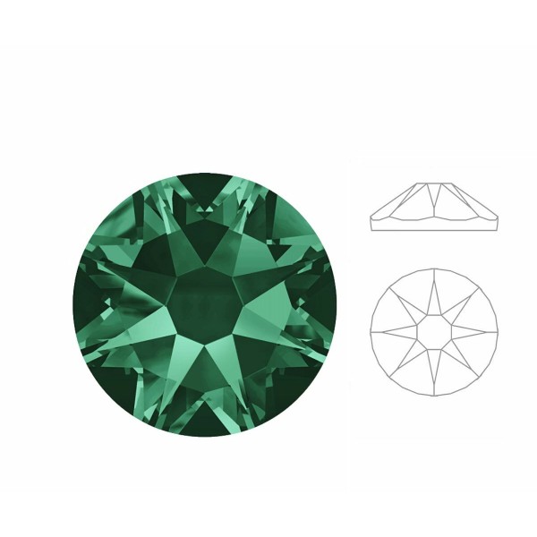 144pcs Izabaro cristal émeraude vert 205 Ss16 étoile ronde rose or plat arrière cristal de verre 208 - Photo n°1