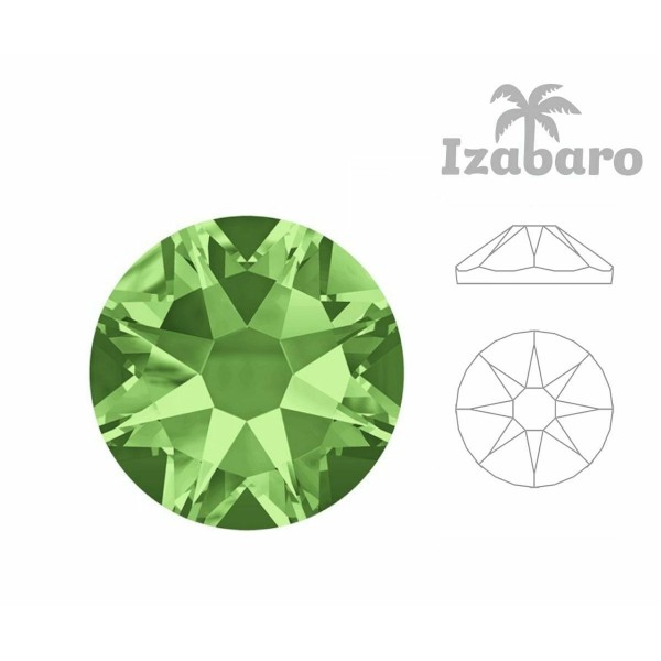 144pcs Izabaro Crystal Peridot vert 214 Ss16 étoile ronde rose or plat arrière cristaux de verre 208 - Photo n°2