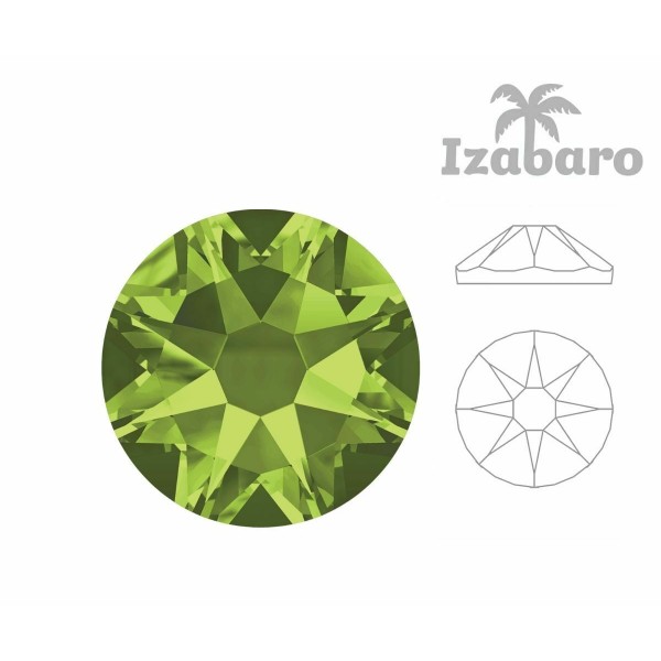 144pcs Izabaro Crystal Olivine vert 228 Ss16 étoile ronde rose or plat arrière cristal de verre 2088 - Photo n°2