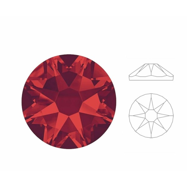 144pcs Izabaro Crystal Light Siam Rouge 227 Ss20 étoile ronde rose or plat arrière cristaux de verre - Photo n°1