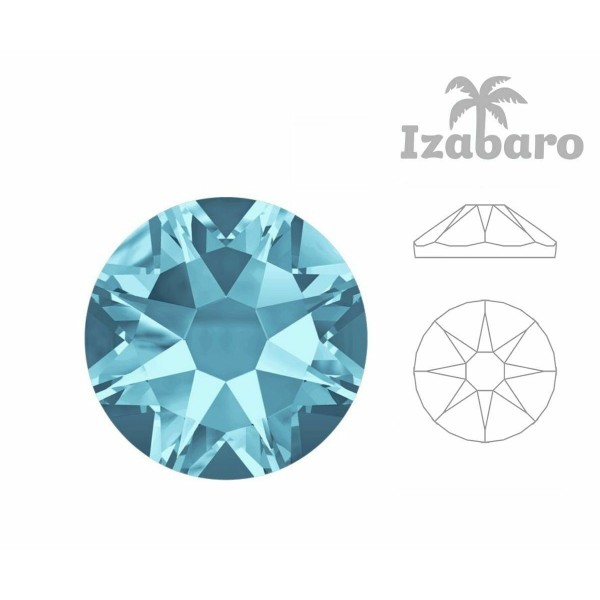 144pcs Izabaro Crystal Aquamarine bleu 202 Ss20 étoile ronde rose or plat arrière cristaux de verre - Photo n°2
