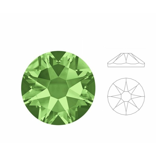 144pcs Izabaro Crystal Peridot vert 214 Ss20 étoile ronde rose or plat arrière cristal de verre 2088 - Photo n°1