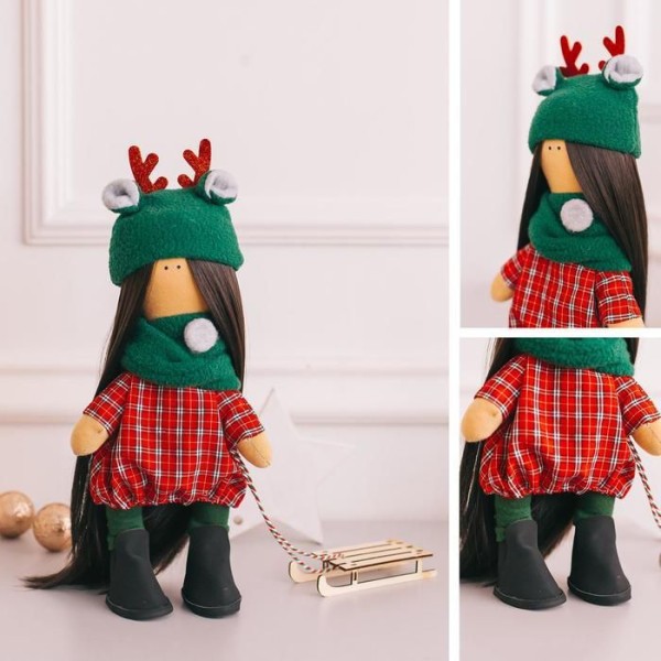 Set de couture de poupée d'intérieur de Noël, bébé, motif, personnalisé, kit d'artisanat, cadeau d'i - Photo n°2