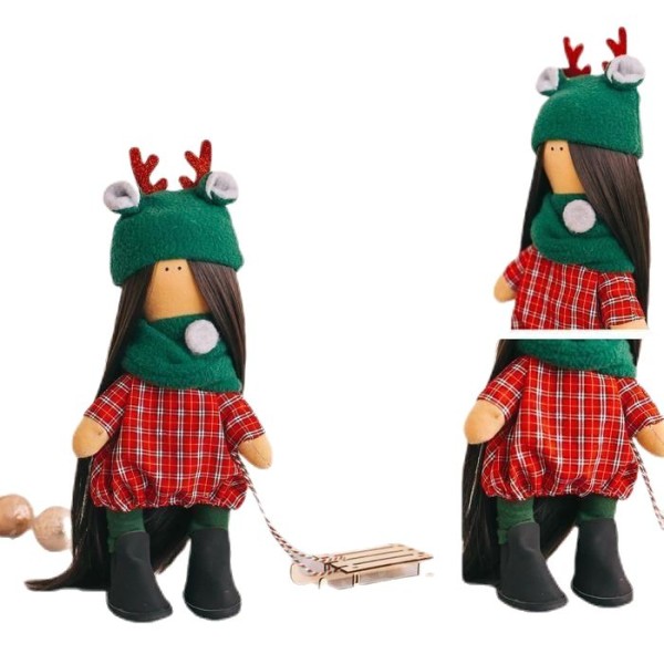 Set de couture de poupée d'intérieur de Noël, bébé, motif, personnalisé, kit d'artisanat, cadeau d'i - Photo n°1