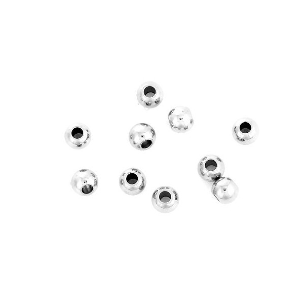 PS110084304 PAX 10 perles Intercalaire Rondes 6 mm Acier Inoxydable 304 - Photo n°1