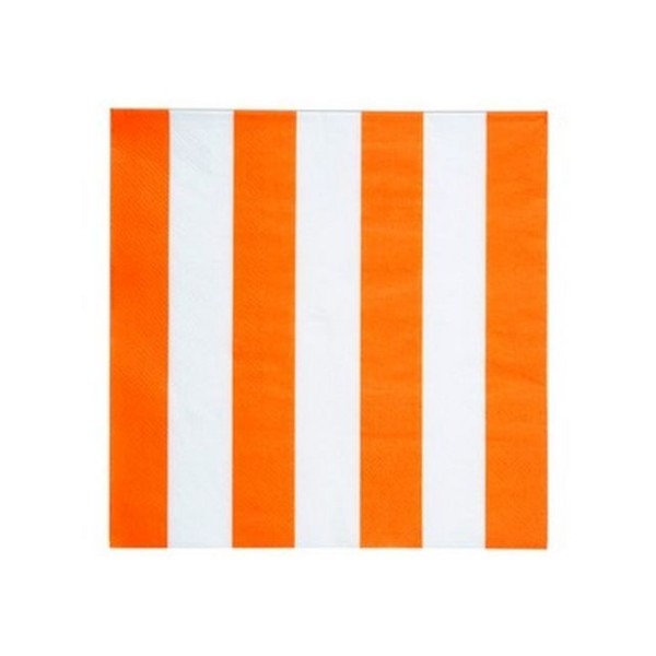 Serviette en papier orange à rayures blanches - Photo n°1