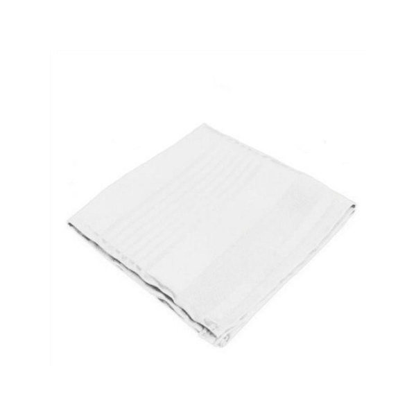 Serviette de table polyester rayée ton sur ton blanche - Photo n°1
