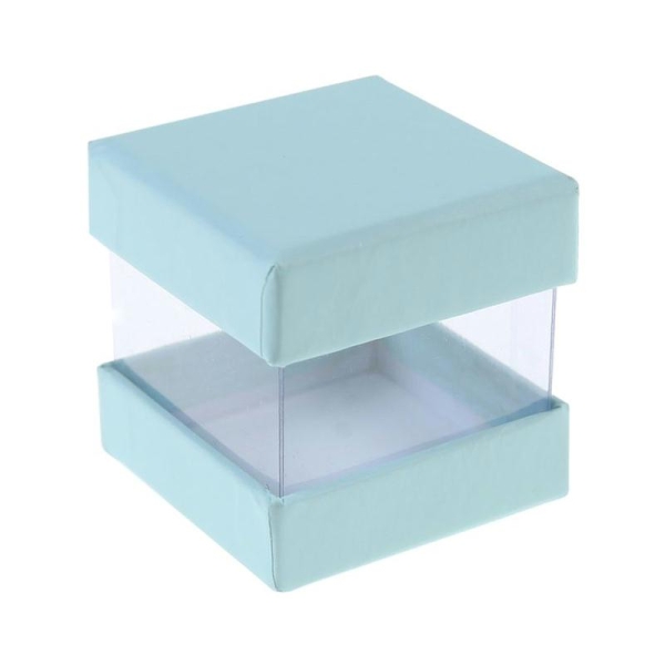 Boite à dragées cube bleu clair - Photo n°1