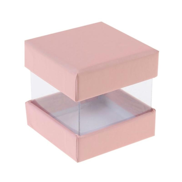 Boite à dragées cube rose - Photo n°1
