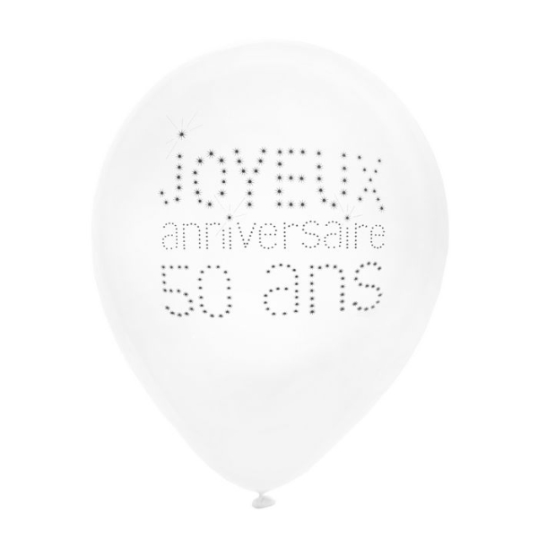 Ballon Joyeux Anniversaire Blanc 50 Ans X 8 Decoration De Salle Pour Anniversaire Creavea