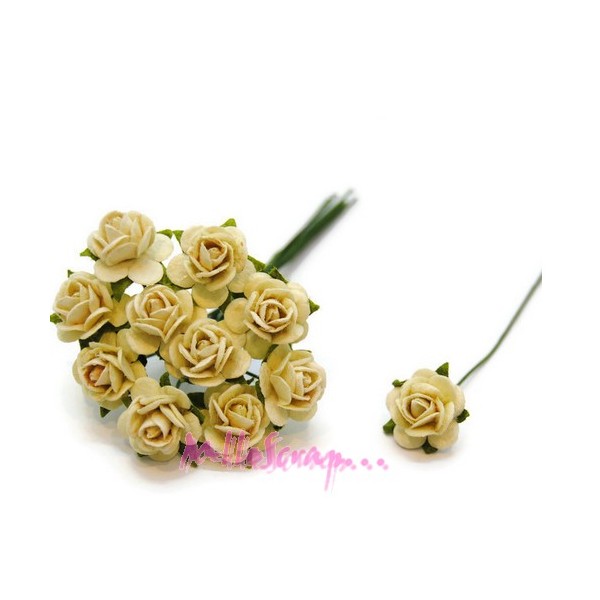 Petites roses papier jaune clair - 10 pièces - Photo n°1