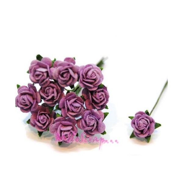 Petites roses papier violet - 10 pièces - Photo n°1