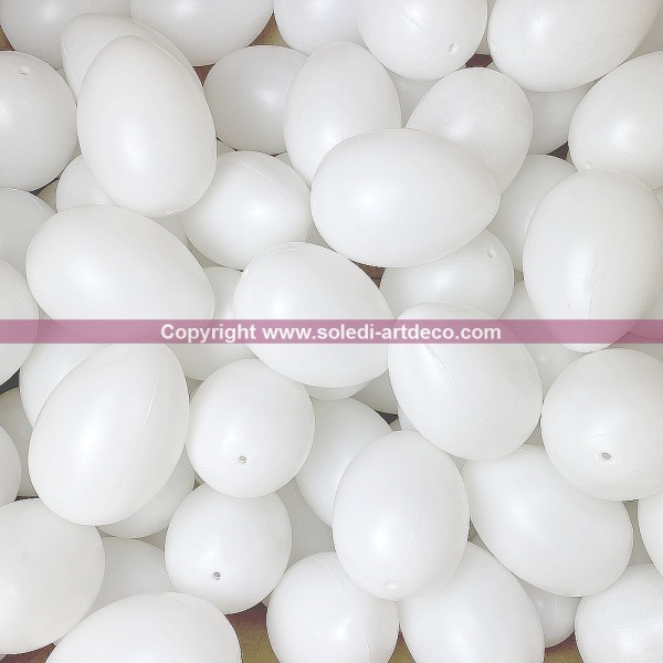 Lot XXL 250 Oeufs de Pâques, plastique blanc, hauteur 6 cm, à décorer, avec trou de suspension - Photo n°2