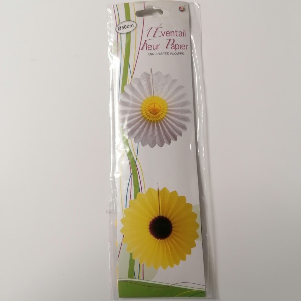 Éventail fleur en papier- décoration de fête 50 cm de diamètre - Photo n°1