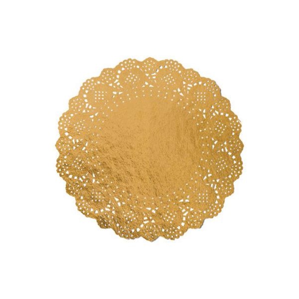 10 Napperons en dentelle de couleur doré 11.5 cm - Photo n°1