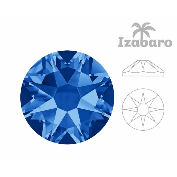 144pcs Izabaro Crystal Sapphire bleu 206 Ss12 étoile ronde rose or plat arrière cristal de verre 208 - Photo n°2