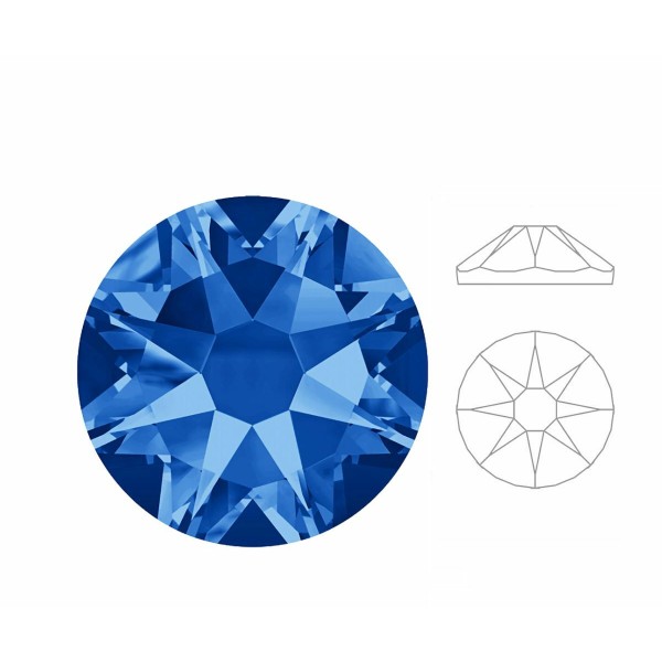 144pcs Izabaro Crystal Sapphire bleu 206 Ss12 étoile ronde rose or plat arrière cristal de verre 208 - Photo n°1