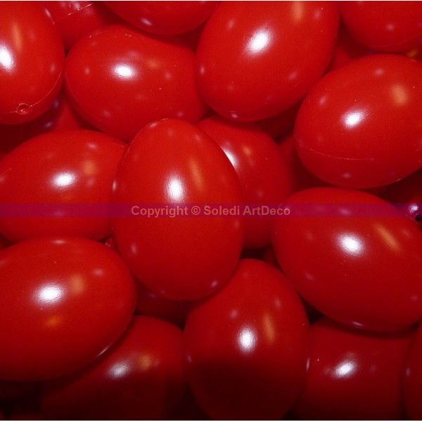 Lot XXL 250 Oeufs en plastique Rouge brillant, hauteur 6 cm, déco de Pâques et chasse aux oeufs - Photo n°2