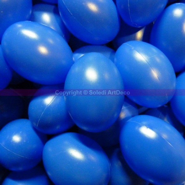 Lot XXL 250 Oeufs en plastique Bleu brillant, hauteur 6 cm, déco de Pâques et chasse aux oeufs - Photo n°2