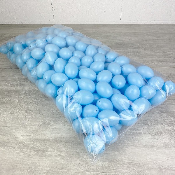 Lot XXL 250 Oeufs en plastique Bleu clair, hauteur 6 cm, déco de Pâques et chasse aux oeufs - Photo n°3