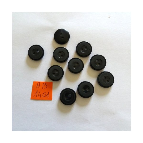 10 Boutons en résine gris foncé - 15mm - AB1401 - Photo n°1