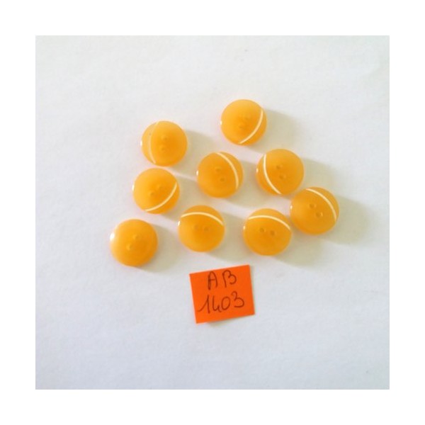 6 Boutons en résine orange et blanc - 15mm - AB1403 - Photo n°1