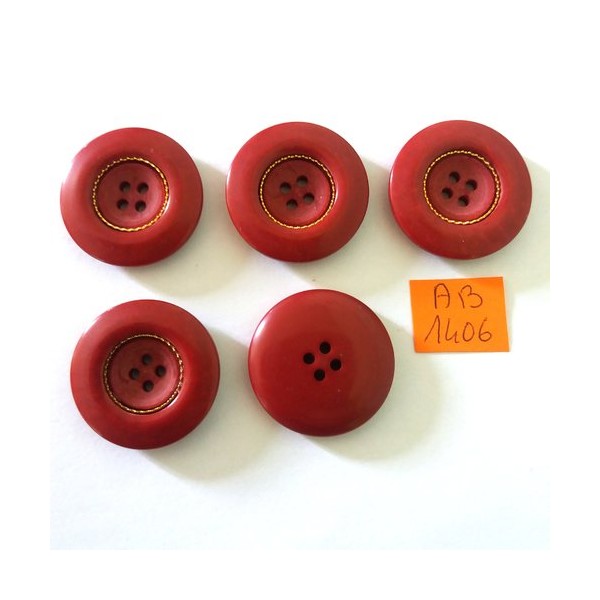 5 Boutons en résine rouge bordeaux - 30mm - AB1406 - Photo n°1