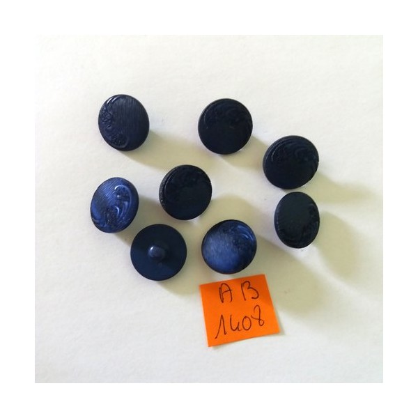 8 Boutons en résine bleu - 15mm – AB1408 - Photo n°1