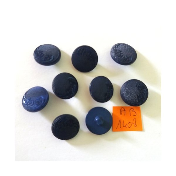 9 Boutons en résine bleu - 17mm - AB1408 - Photo n°1