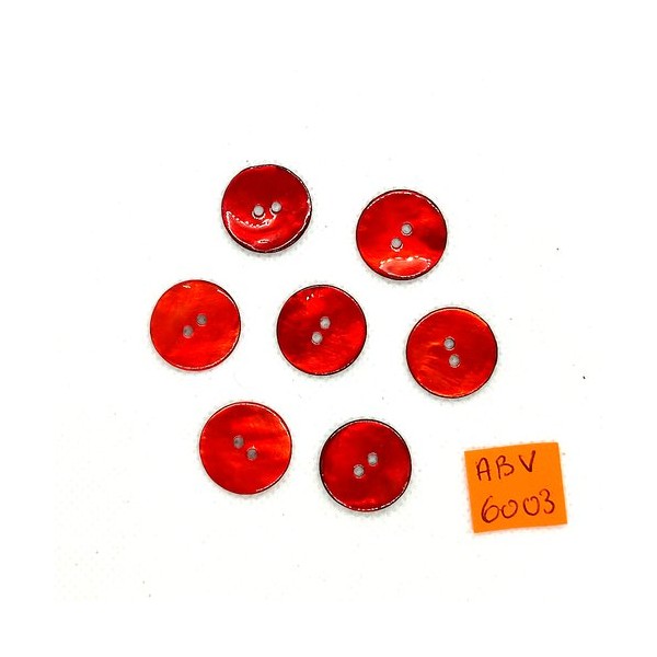 7 Boutons en nacre rouge foncé - 17mm - ABV6003 - Photo n°1