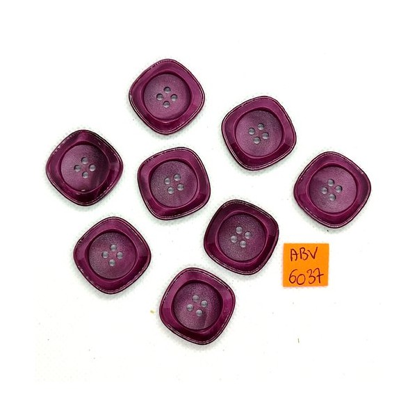 7 Boutons en résine violet - 24x24mm - ABV6037 - Photo n°1