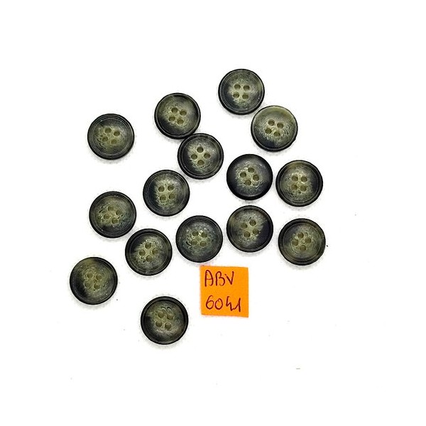 15 Boutons en résine gris / vert - 15mm - ABV6041 - Photo n°1