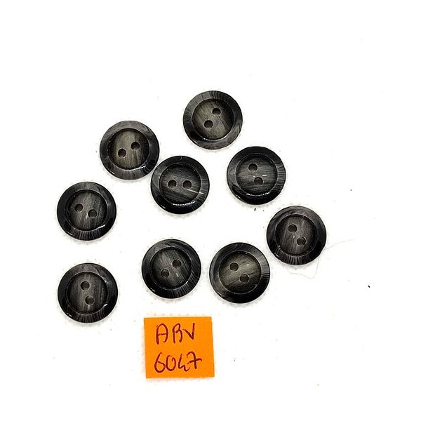 9 Boutons en résine gris - 15mm - ABV6047 - Photo n°1