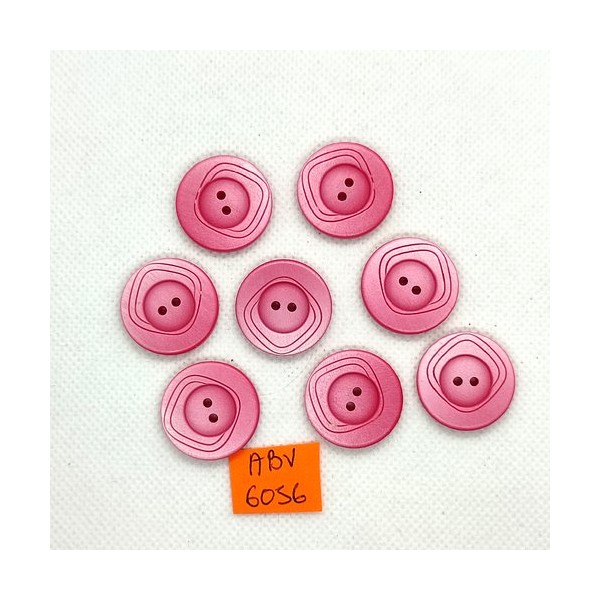 8 Boutons en résine rose - 22mm - ABV6056 - Photo n°1