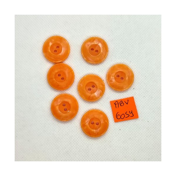 7 Boutons en résine orange - 21mm - ABV6059 - Photo n°1
