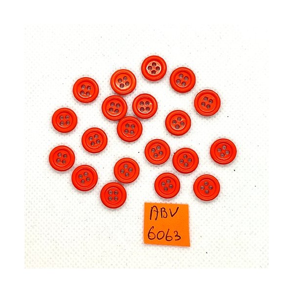 20 Boutons en résine orange foncé - 10mm - ABV6063 - Photo n°1