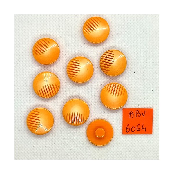 9 Boutons en résine orange - 16mm - ABV6064 - Photo n°1