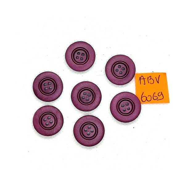 7 Boutons en résine violet - 17mm - ABV6069 - Photo n°1