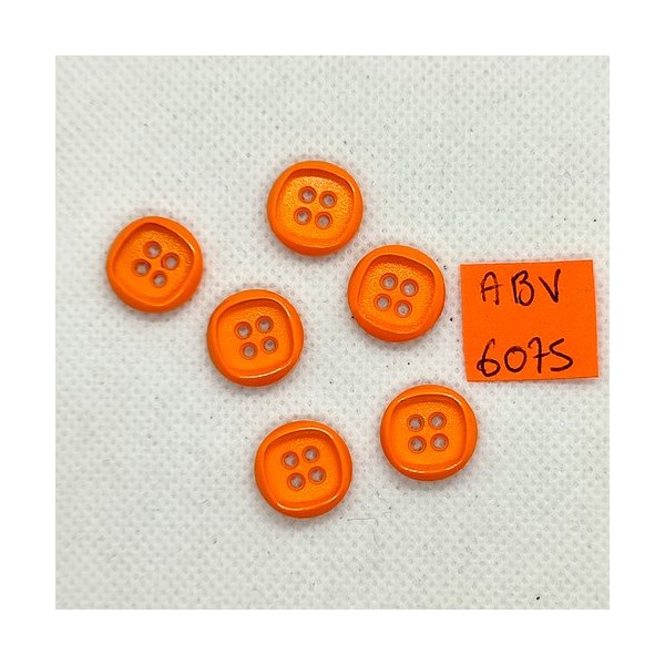 6 Boutons en résine orange - 14x14mm - ABV6075 - Photo n°1