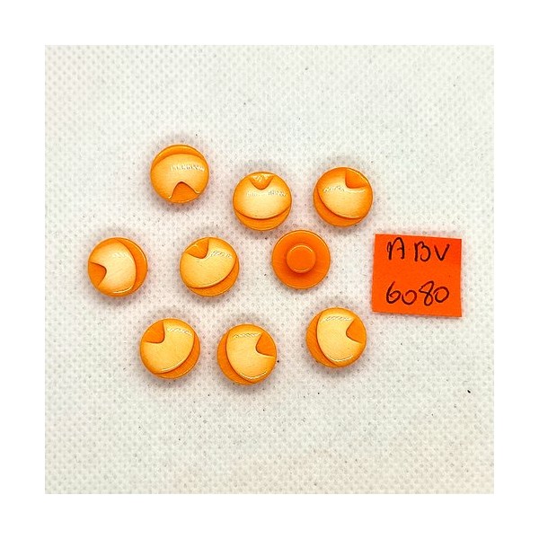 8 Boutons en résine orange - 12mm - ABV6080 - Photo n°1