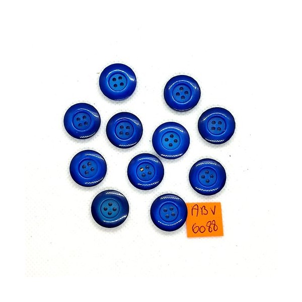 11 Boutons en résine bleu - 17mm - ABV6088 - Photo n°1
