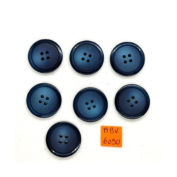7 Boutons en résine bleu - 27mm - ABV6090 - Photo n°1