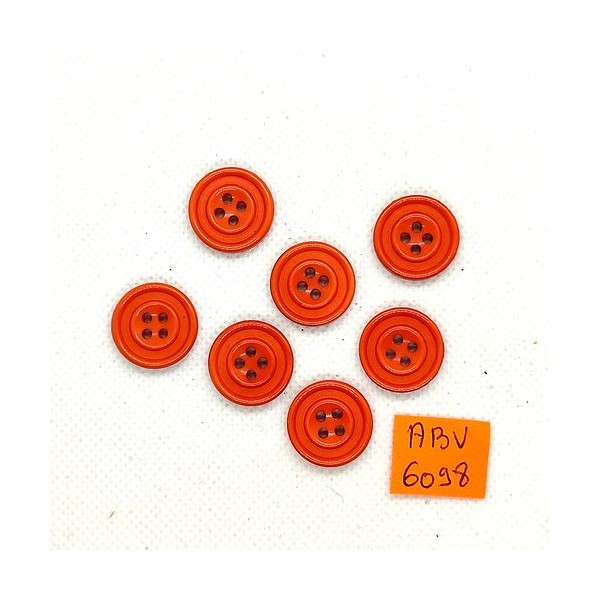 7 Boutons en résine orange foncé - 17mm - ABV6098 - Photo n°1